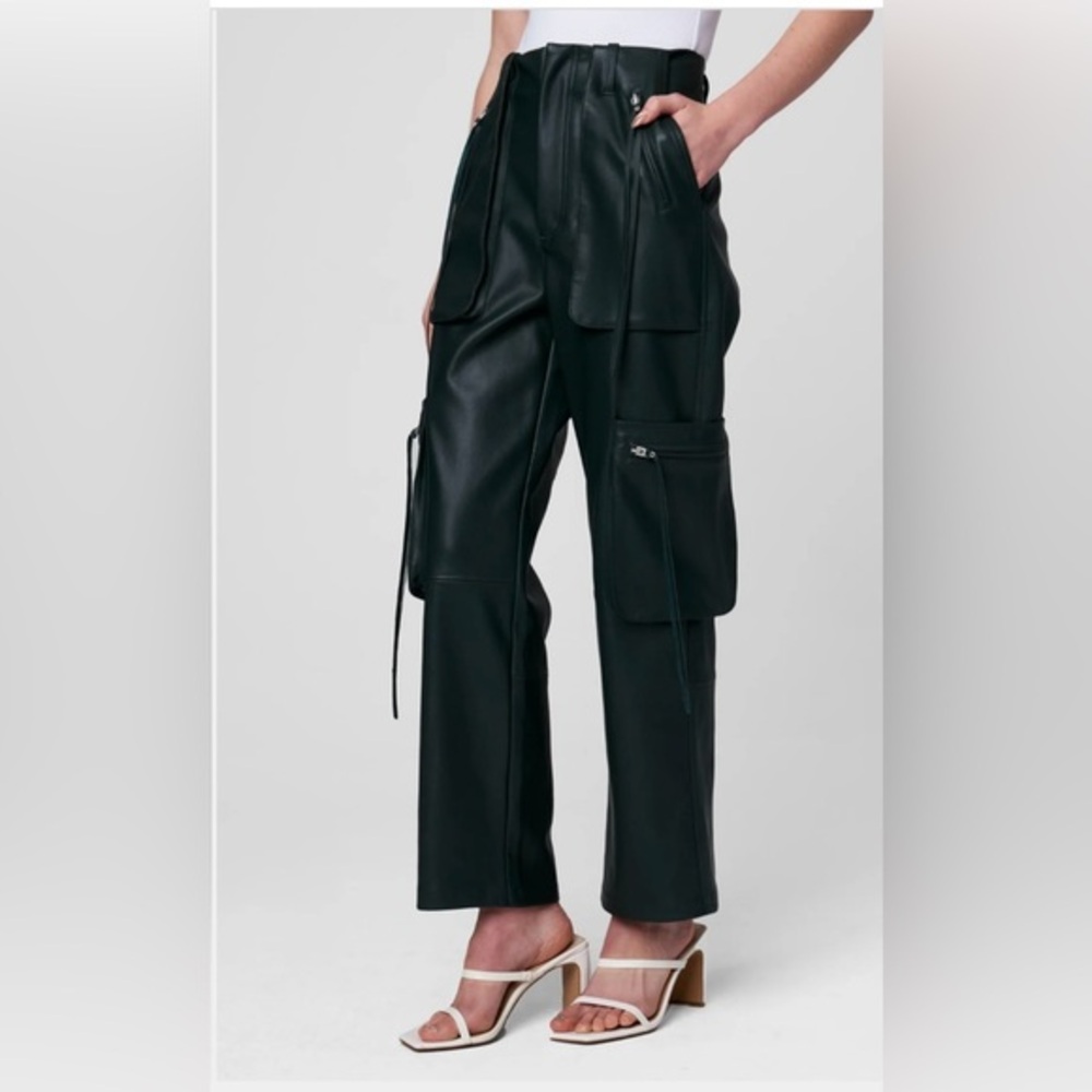 Blank NYC Baxter Vegan Leather Green Cargo Pants